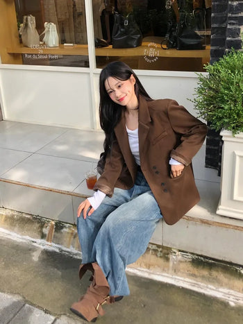 Suede button jacket