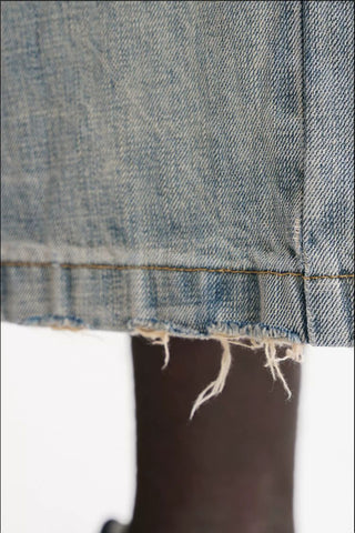 [MASONPRINCE] Washed Slub Denim Cropped Wide Pants