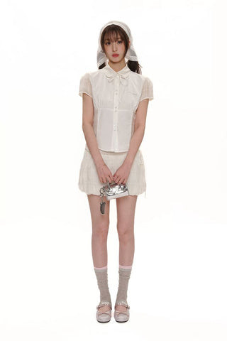 [Moromoro2] Lace Trim Ribbed Half Socks