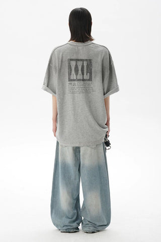 [MASONPRINCE] Distressed Double Collar Oversized Tee