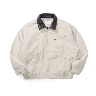 [Monterest] Washed Cotton Work Jacket with Leather Collar
