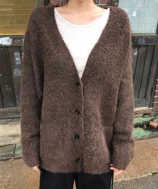 Angora V-neck cardigan