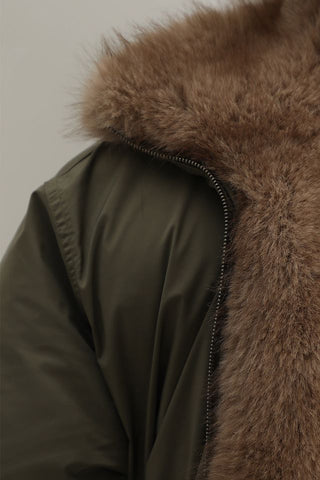 MASONPRINCE Faux Fur Down High-Neck Jacket