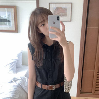 Belted shirt long dress