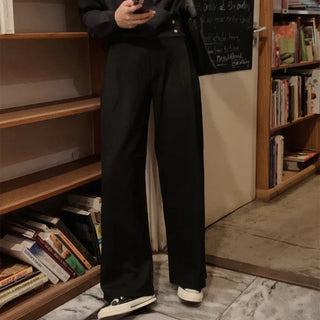Autumn semi-wide wool slacks