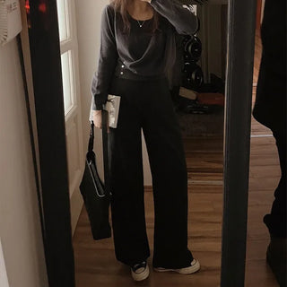Autumn semi-wide wool slacks