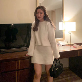 Sleeve knit & skirt set