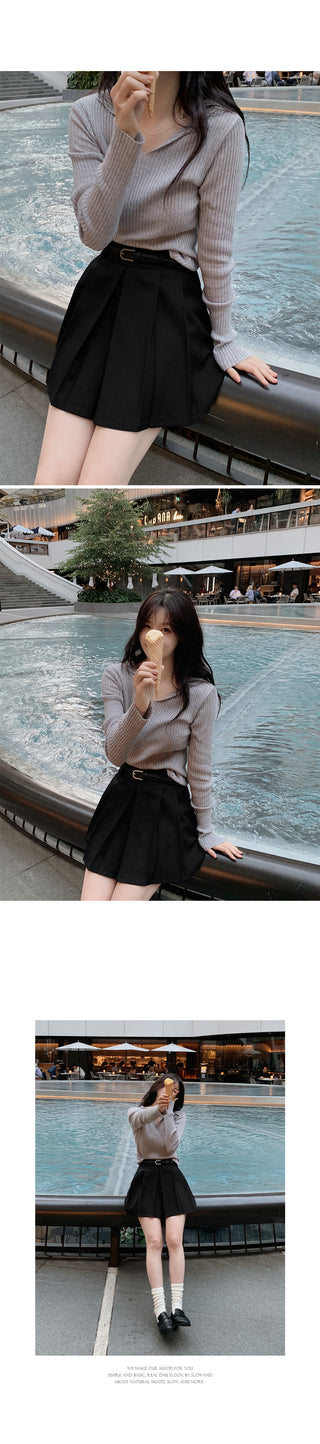 Slim slit ribbed knit - 5 colors