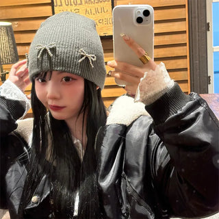 Pearl Ribbon Beanie