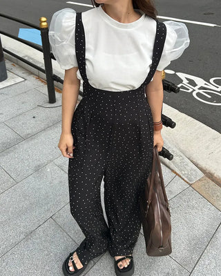 Pleated smoked overalls