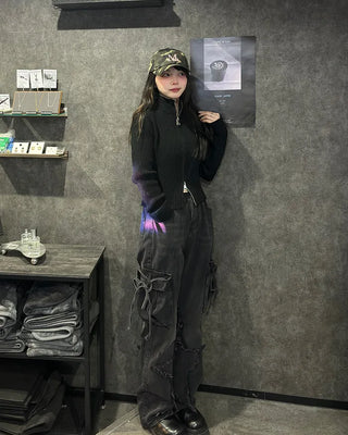 Rib knit cardigan