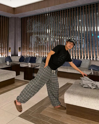 Checked Easy Wide Pants