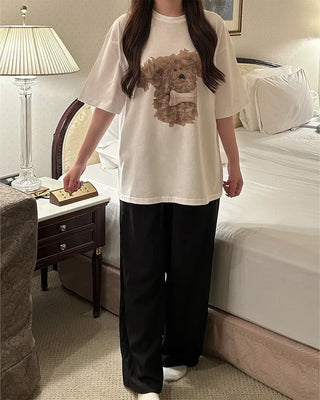 Oversized puppy half-sleeve t-shirt