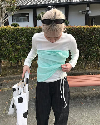 Side-strap long-sleeve T-shirt