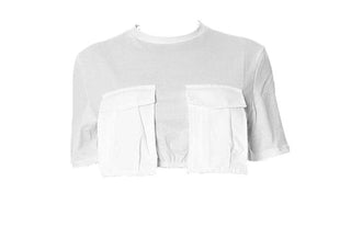 Short sleeve crewneck pocket crop top