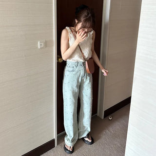 Cubic Wide Denim Pants
