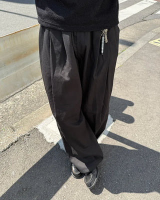 Two-pleat cotton wide-leg pants