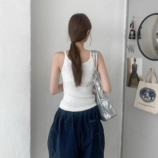 Ribbed halter knit sleeveless top