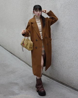 Double-breasted long coat