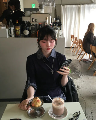 T-shirt layered check shirt
