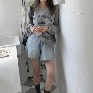 Lettering Slit Sweatshirt