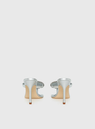 Miss You More Glitter Mesh Heels Silver
