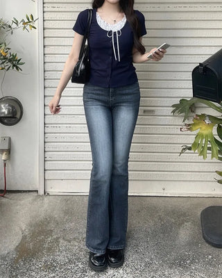 Slim bootcut denim pants