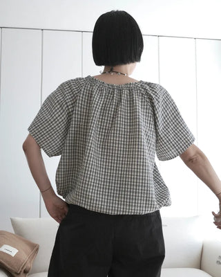 Checked string blouse