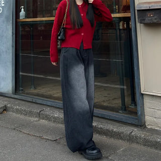 Waistband String Pintuck Denim Pants
