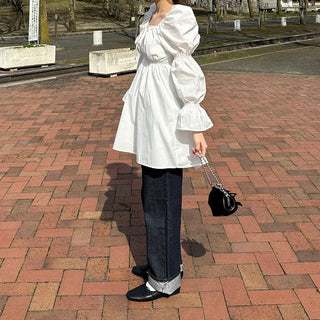 Puff-sleeve mini dress