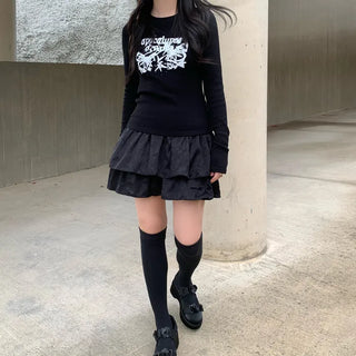 Frilled flared mini skirt