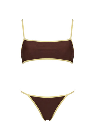 Remaro Contrast Bikini Top Brown  Yellow