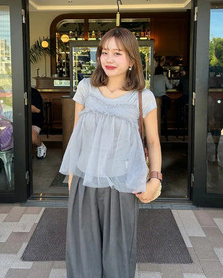 Sheer bustier & short-sleeved T-shirt set