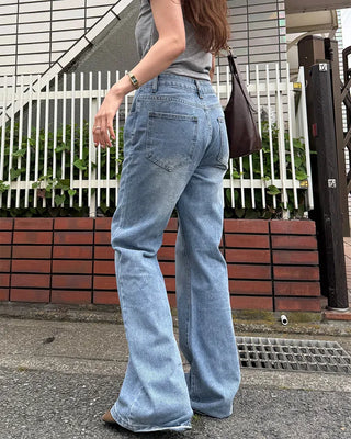 Low bootcut denim pants
