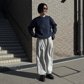 Pintuck Wide Brushed Sweatpants