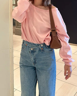 Asymmetrical denim pants