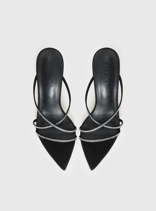 Billini Effy Heels Black Satin Diamante