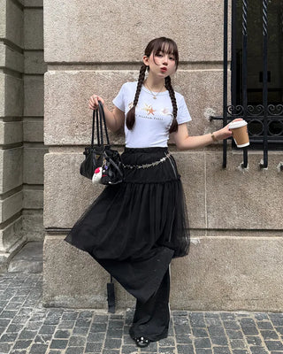 Chiffon midi skirt
