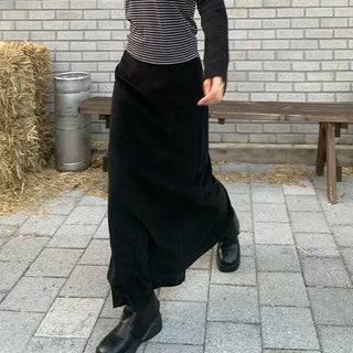 H-line back slit long skirt