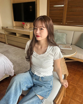 Polka Dot Ribbon Short-Sleeved T-Shirt