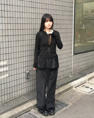 Polka dot flared pants skirt
