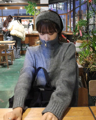 Crop Half Knit Zip