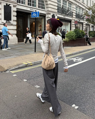 Suede drawstring shoulder bag