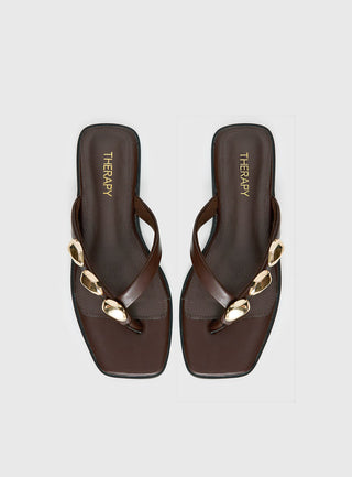 Therapy Guise Hardware Detail Sandals Brown / Gold