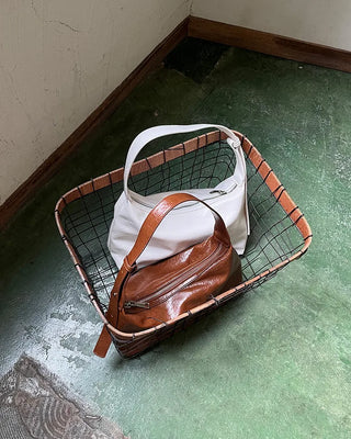 Eco-leather round shoulder bag