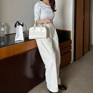 Flower embossed pants