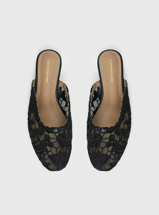 Gretta Lace Slip On Flats Black