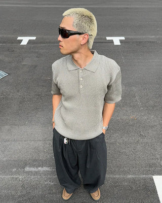Linen color short-sleeved knit