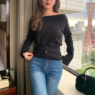 Slit Point Off-Shoulder Knit