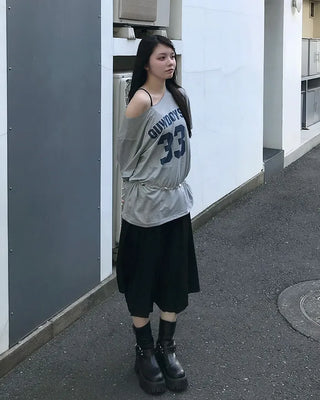 Lettering Off-Shoulder T-Shirt